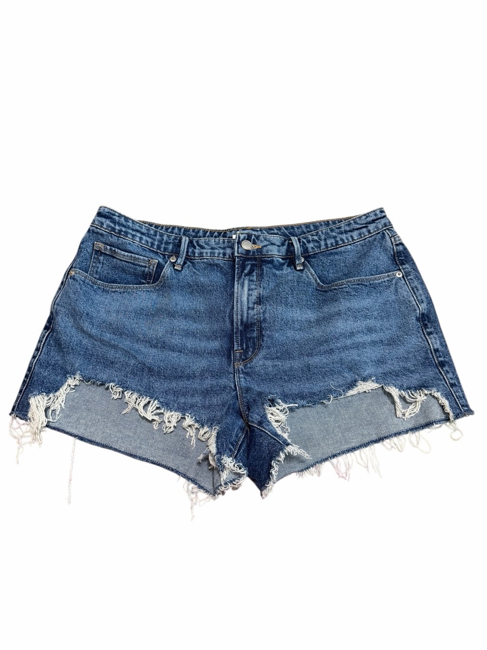 Good American Good Girlfriend High Rise Cutoff Denim Shorts | Size 14